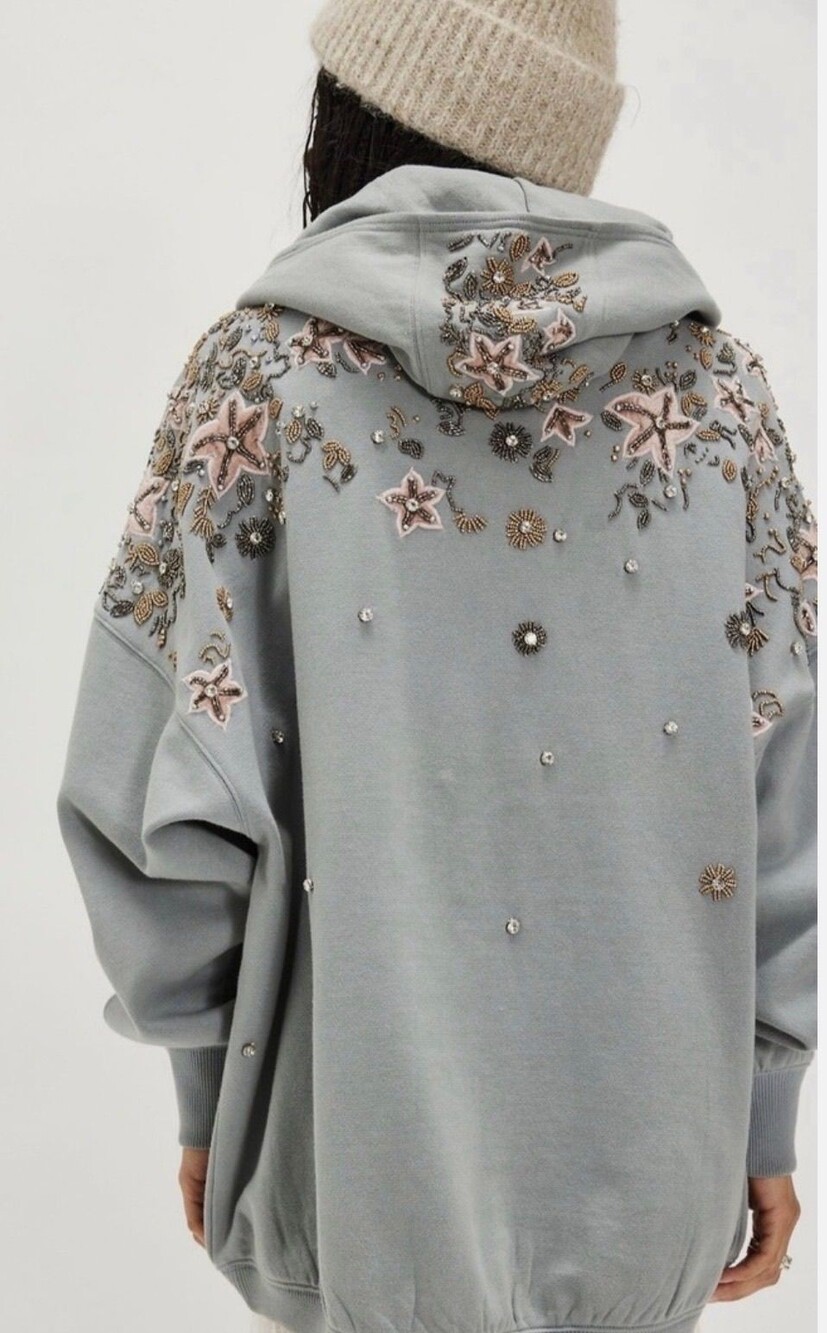 Free People oversized zip hoodie in the “Greyhound Combo” XS